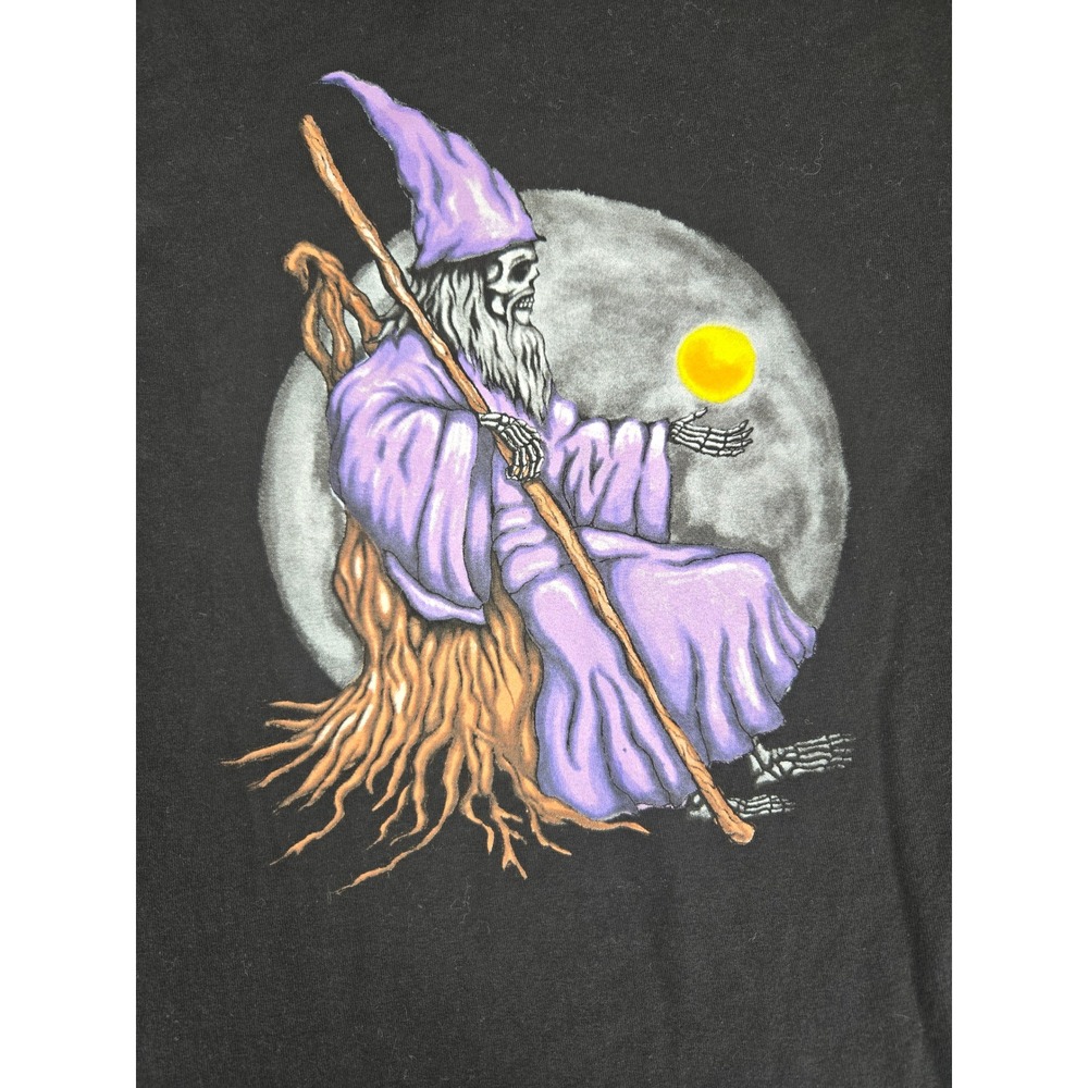 Vans Classic Fit Long Sleeve T Shirt Mens Small Graphic Wizard Moon Print Black - Picture 2 of 12